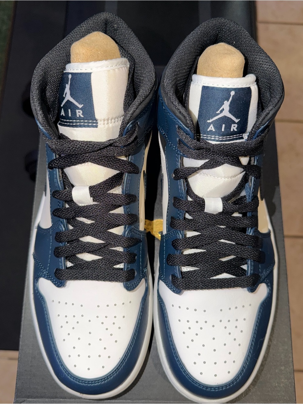 Nike Air Jordan High Top Sneakers in Navy Blue, White and Black